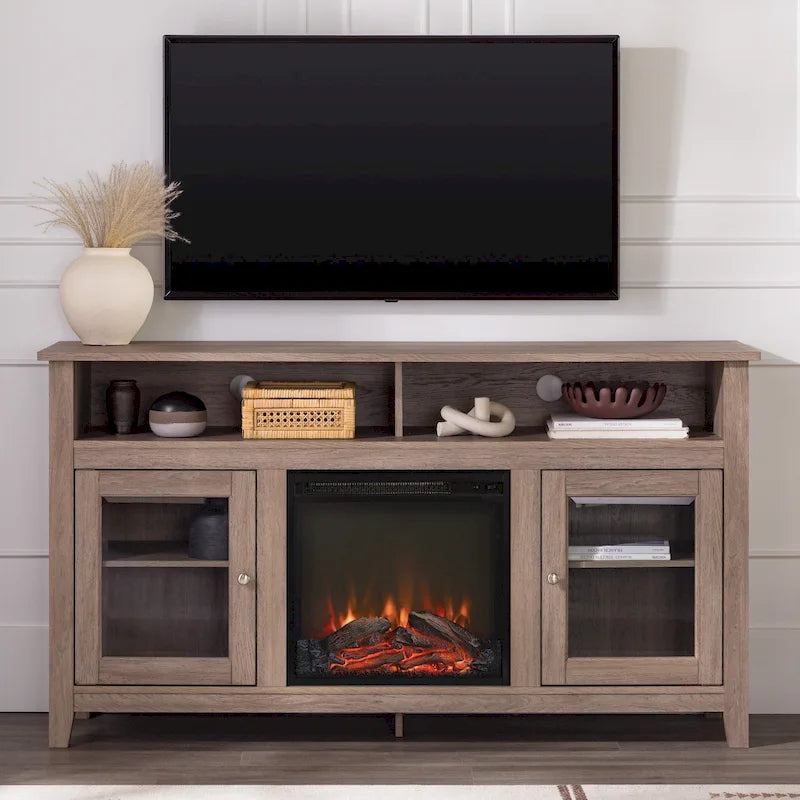 Meuble TV cheminée électrique Highboy 2 portes de 58 pouces