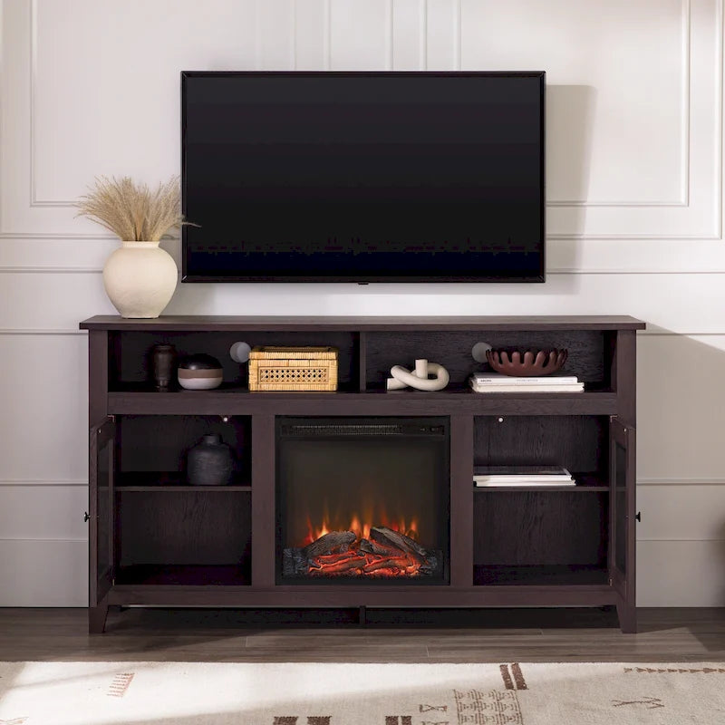 Meuble TV cheminée électrique Highboy 2 portes de 58 pouces