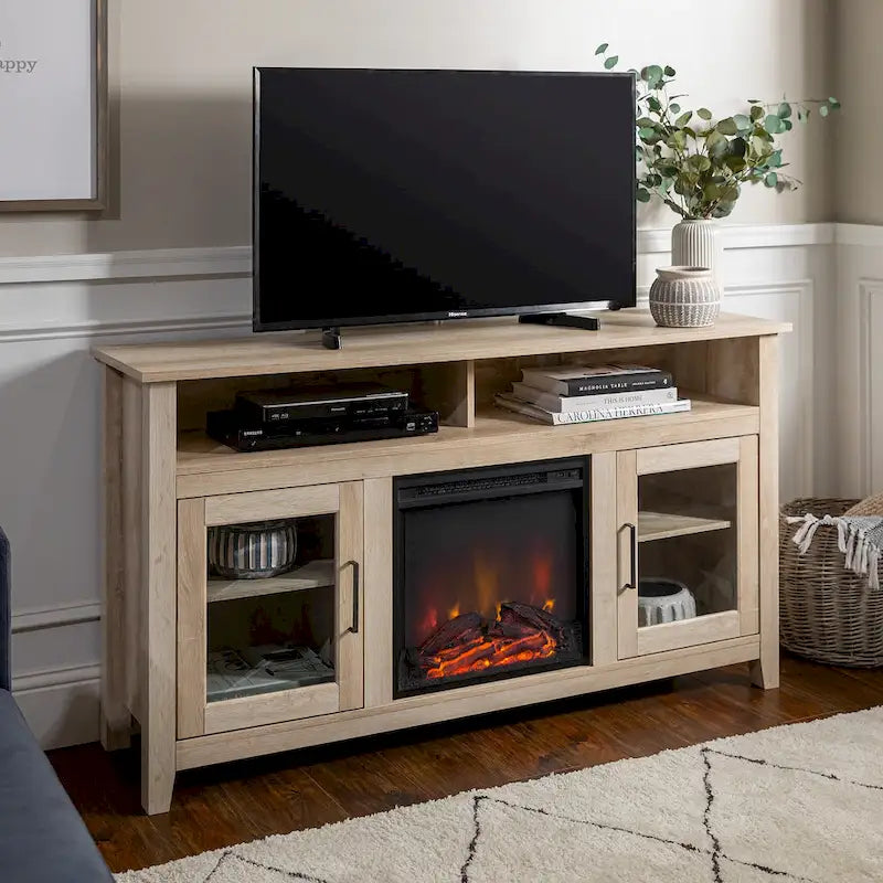 Meuble TV cheminée électrique Highboy 2 portes de 58 pouces