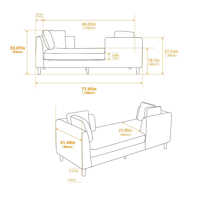 Chaise longue rembourrée double face