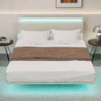 Cadre de lit double avec lumières LED et tête de lit réglable