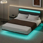Cadre de lit double avec lumières LED et tête de lit réglable