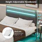 Cadre de lit double avec lumières LED et tête de lit réglable