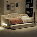 Lit de repos tapissé Twin XL avec éclairage LED et lit gigogne