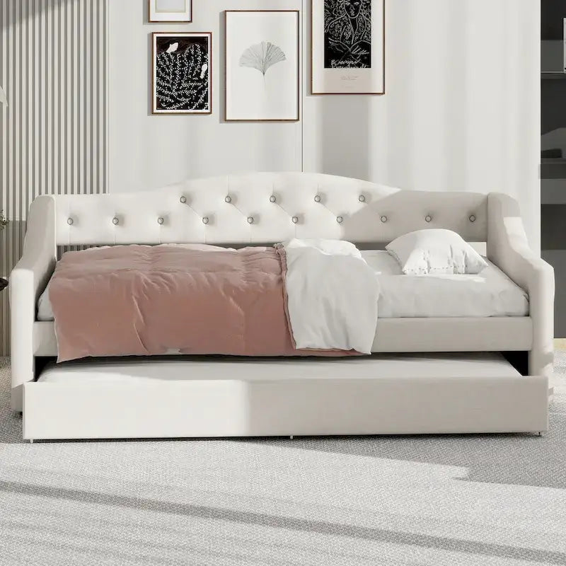 Lit de repos tapissé Twin XL avec éclairage LED et lit gigogne