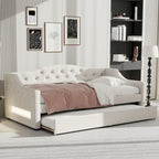 Lit de repos tapissé Twin XL avec éclairage LED et lit gigogne
