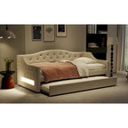 Lit de repos tapissé Twin XL avec éclairage LED et lit gigogne