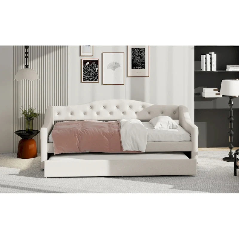 Lit de repos tapissé Twin XL avec éclairage LED et lit gigogne