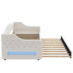 Lit de repos tapissé Twin XL avec éclairage LED et lit gigogne