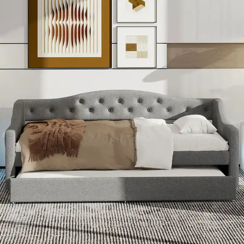 Lit de repos tapissé Twin XL avec éclairage LED et lit gigogne