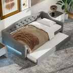 Lit de repos tapissé Twin XL avec éclairage LED et lit gigogne