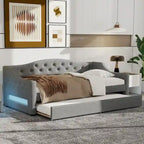 Lit de repos tapissé Twin XL avec éclairage LED et lit gigogne