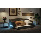 Lit de repos tapissé Twin XL avec éclairage LED et lit gigogne