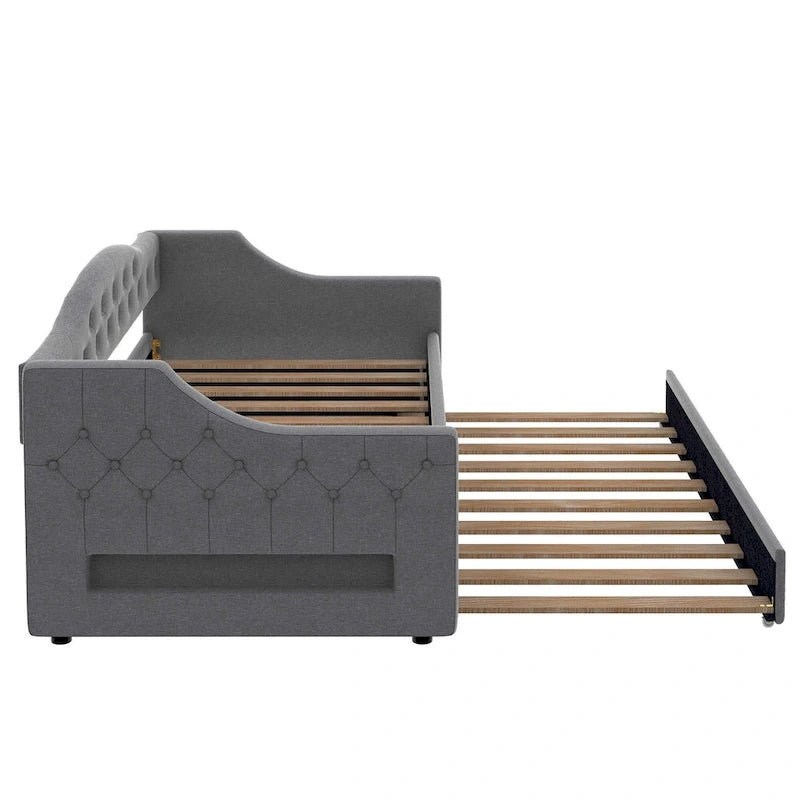 Lit de repos tapissé Twin XL avec éclairage LED et lit gigogne