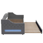Lit de repos tapissé Twin XL avec éclairage LED et lit gigogne