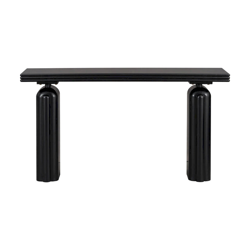 Console incurvée de 152 cm avec placage en bois d'acacia et pieds massifs