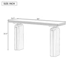 Console incurvée de 152 cm avec placage en bois d'acacia et pieds massifs