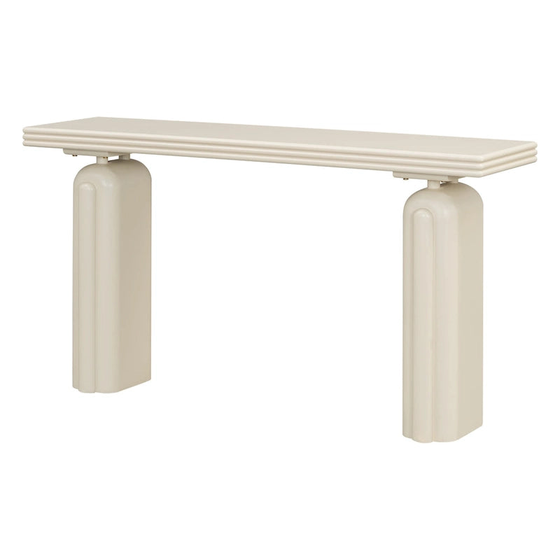 Console incurvée de 152 cm avec placage en bois d'acacia et pieds massifs