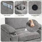 Fauteuil de salon surdimensionné avec ottoman, ports de chargement USB et canapé-lit convertible