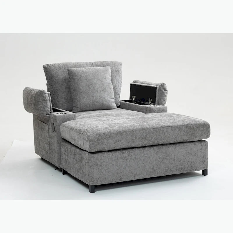 Fauteuil de salon surdimensionné avec ottoman, ports de chargement USB et canapé-lit convertible