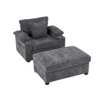 Fauteuil de salon surdimensionné avec ottoman, ports de chargement USB et canapé-lit convertible