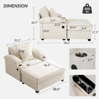 Fauteuil de salon surdimensionné avec ottoman, ports de chargement USB et canapé-lit convertible