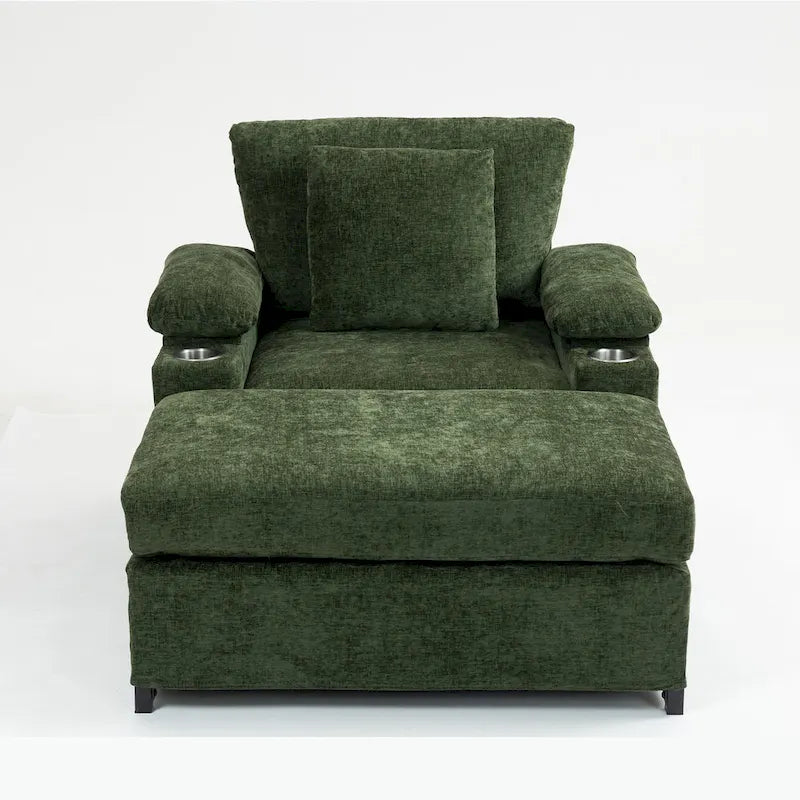 Fauteuil de salon surdimensionné avec ottoman, ports de chargement USB et canapé-lit convertible