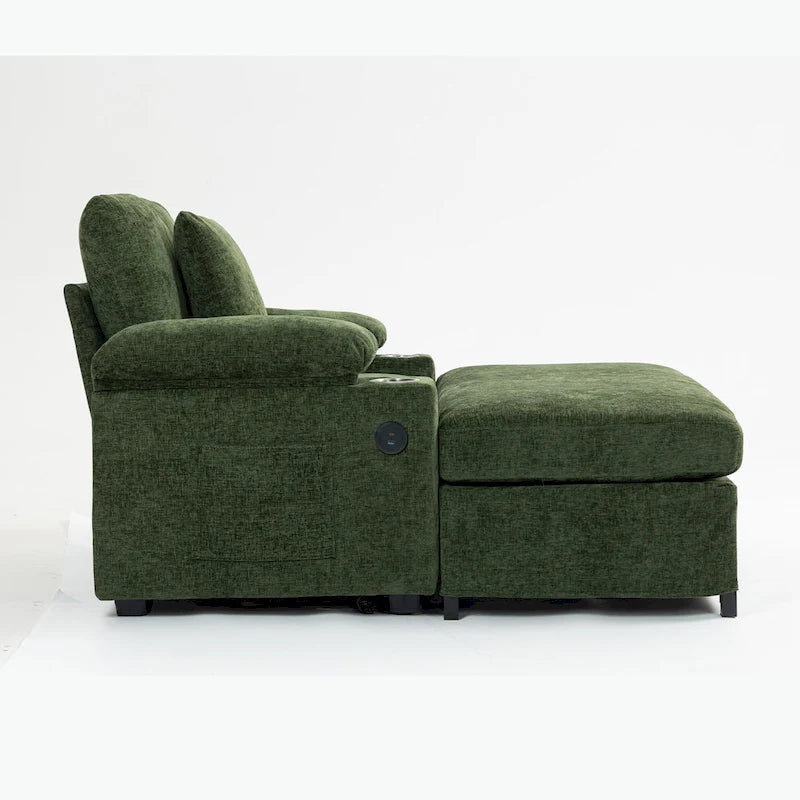 Fauteuil de salon surdimensionné avec ottoman, ports de chargement USB et canapé-lit convertible