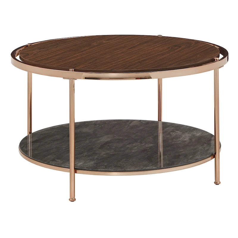 Table basse dorée champagne avec rangement