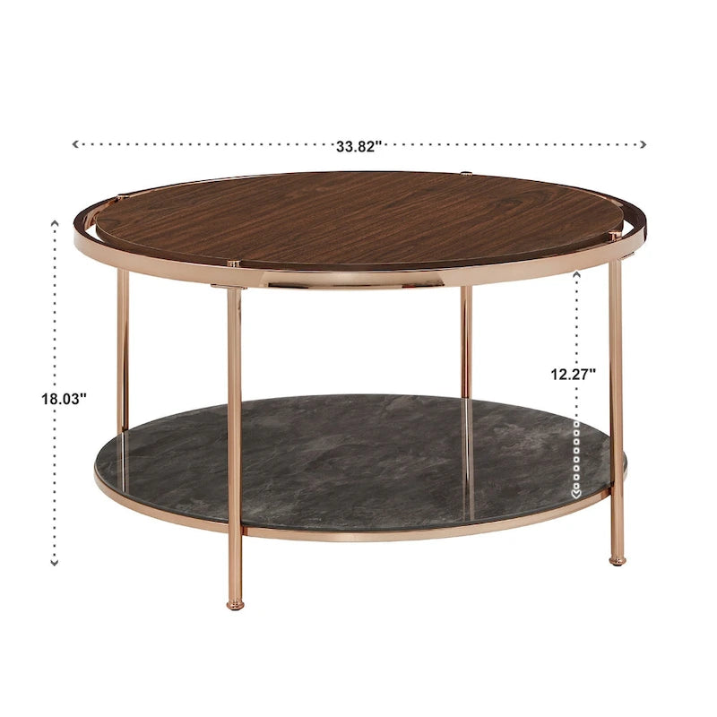 Table basse dorée champagne avec rangement