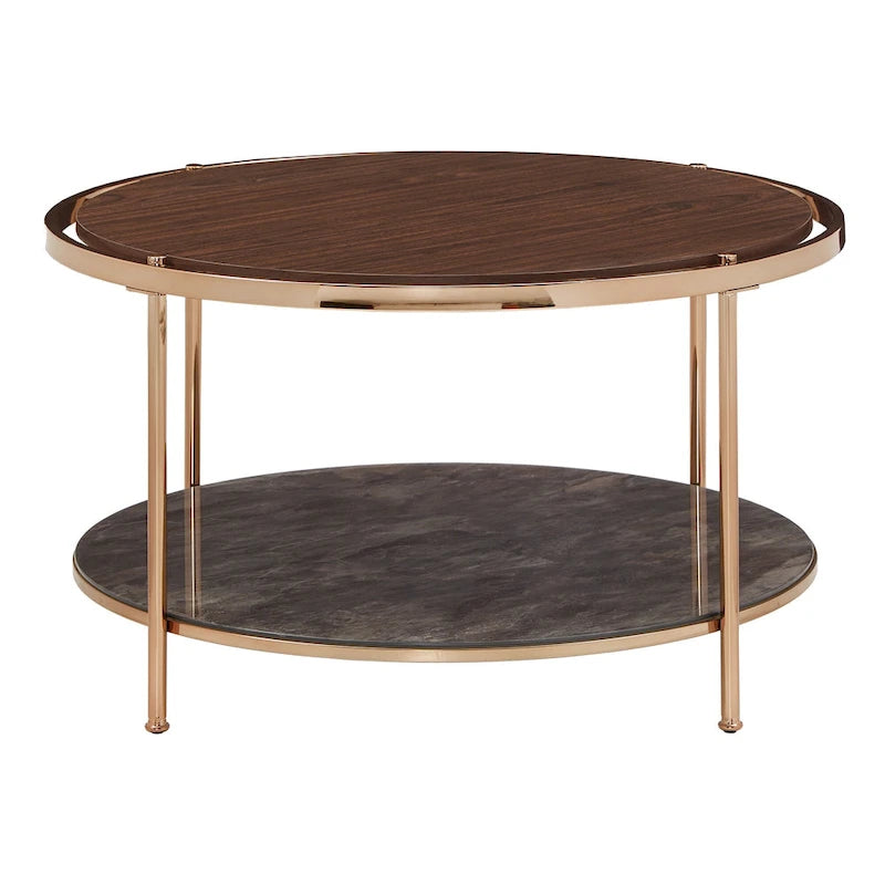 Table basse dorée champagne avec rangement