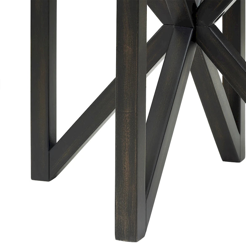 Table basse avec plateau en verre et base en bois