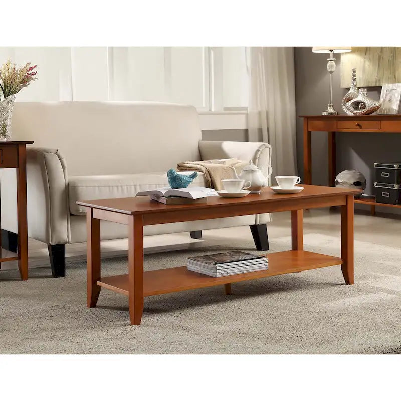 Table basse à deux niveaux avec étagère inférieure
