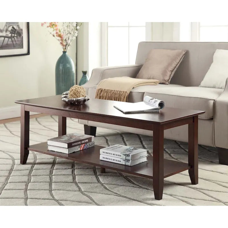 Table basse à deux niveaux avec étagère inférieure