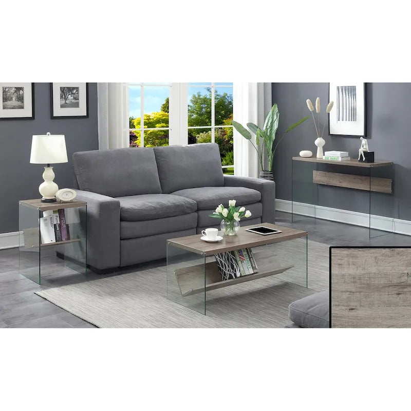 Console ou bureau en verre