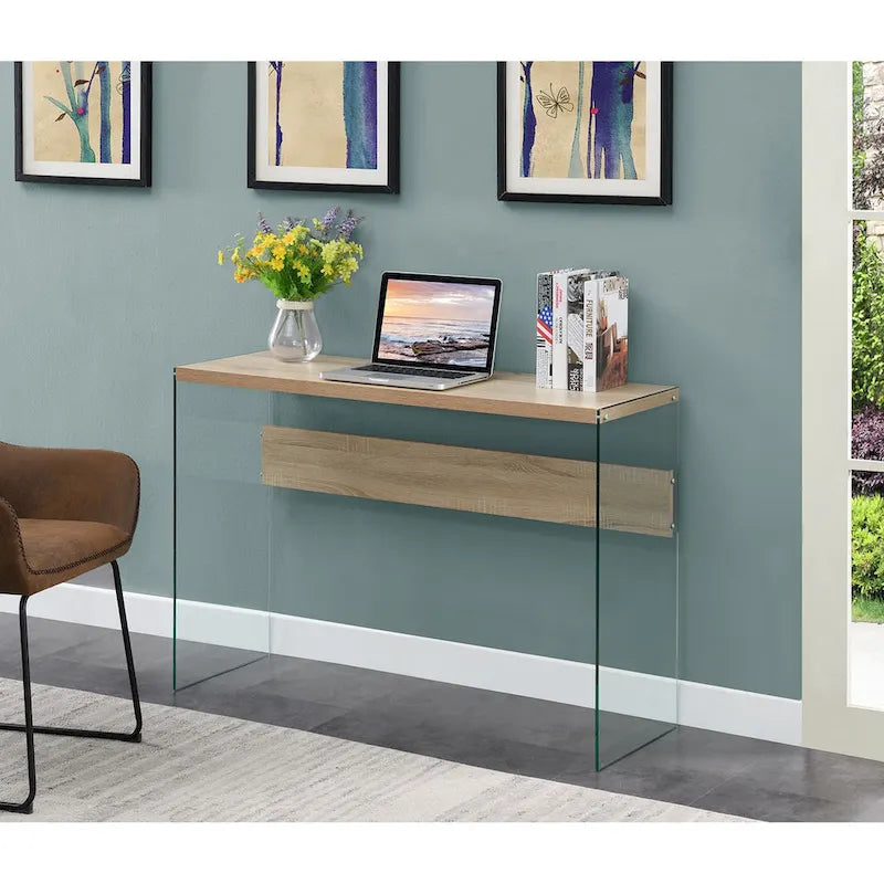 Console ou bureau en verre