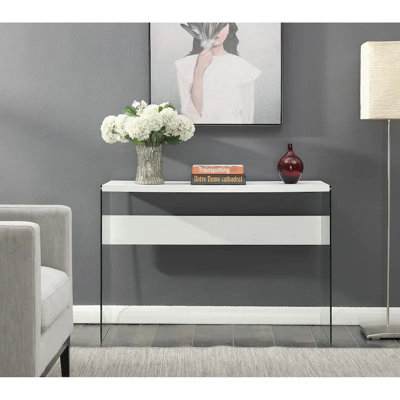 Console ou bureau en verre