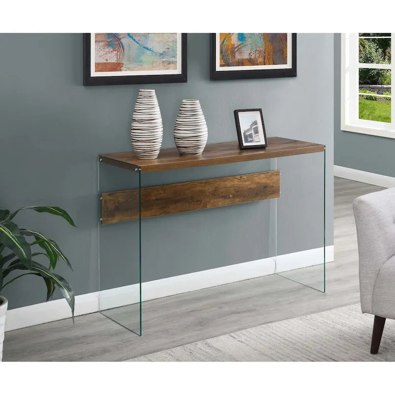 Console ou bureau en verre