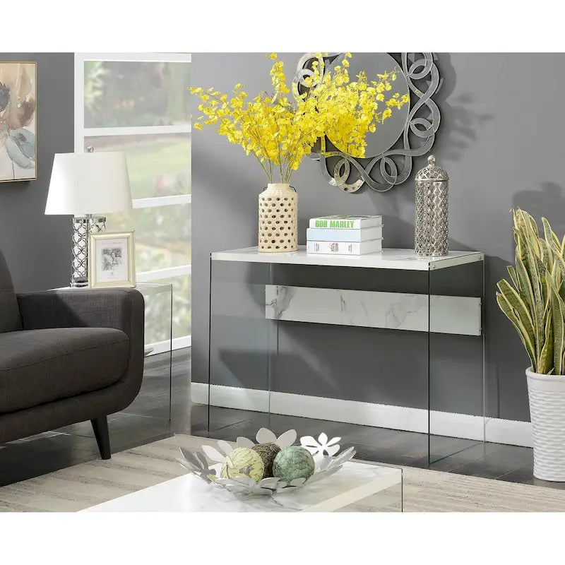 Console ou bureau en verre