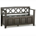 Banc de rangement en bois massif de 122 cm avec couvercle relevable