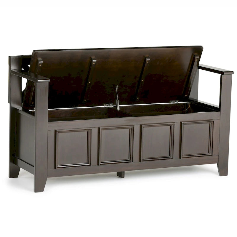 Banc de rangement en bois massif de 122 cm avec couvercle relevable