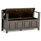 Banc de rangement en bois massif de 122 cm avec couvercle relevable