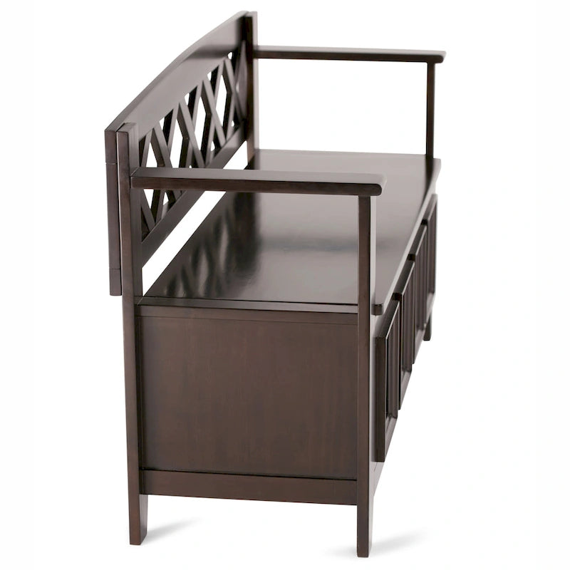 Banc de rangement en bois massif de 122 cm avec couvercle relevable