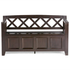 Banc de rangement en bois massif de 122 cm avec couvercle relevable