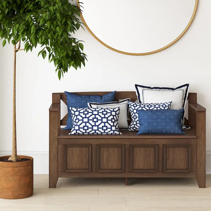 Banc de rangement en bois massif de 122 cm avec couvercle relevable
