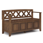 Banc de rangement en bois massif de 122 cm avec couvercle relevable
