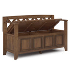 Banc de rangement en bois massif de 122 cm avec couvercle relevable