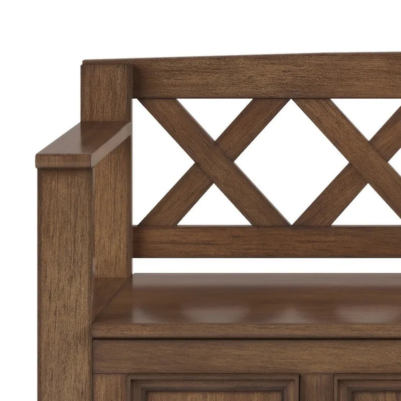 Banc de rangement en bois massif de 122 cm avec couvercle relevable