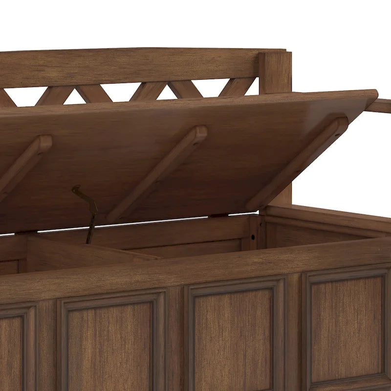 Banc de rangement en bois massif de 122 cm avec couvercle relevable