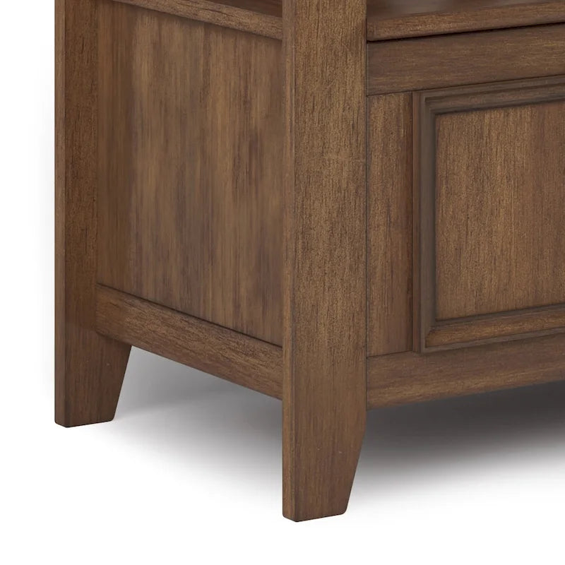 Banc de rangement en bois massif de 122 cm avec couvercle relevable